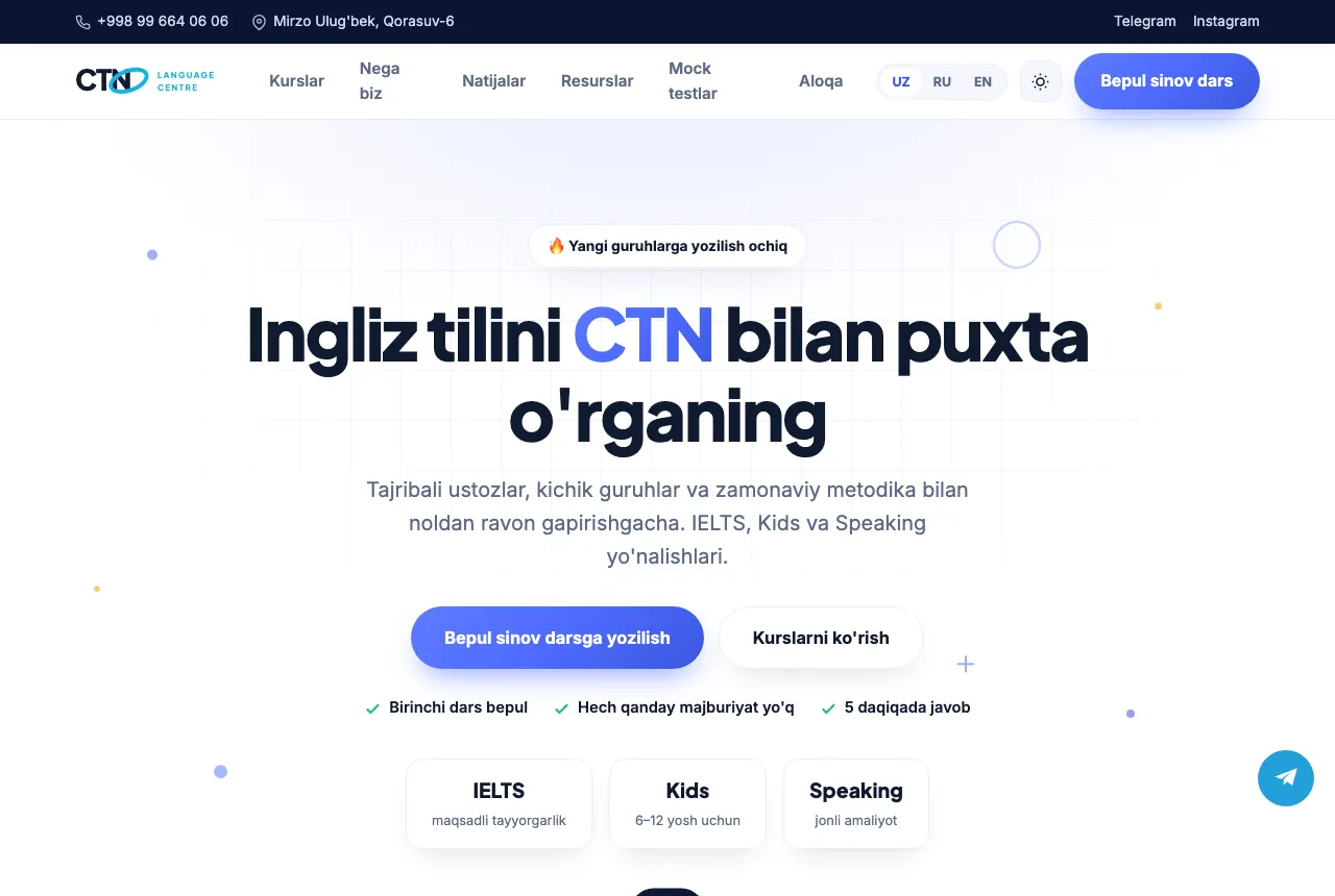 CTN Language Centre homepage