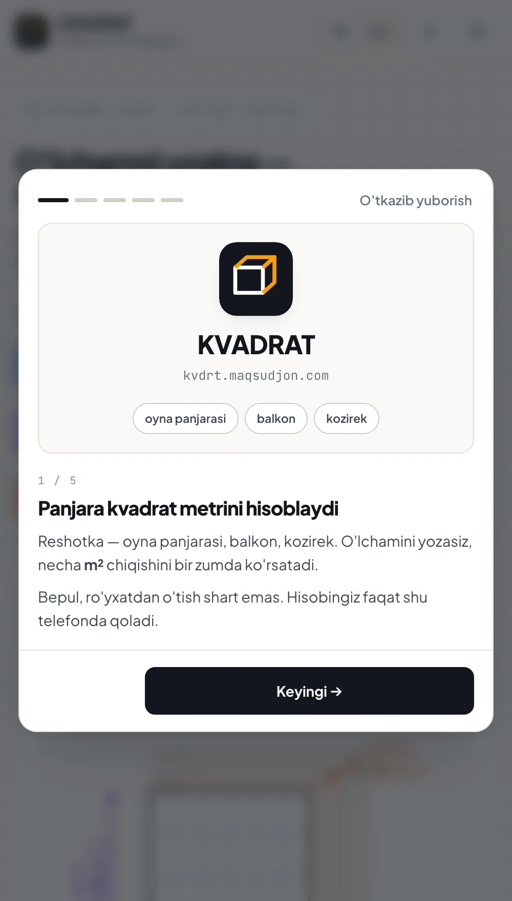 KVADRAT square metre calculator